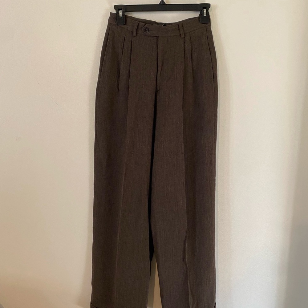 Banana Republic Brown 100% Wool High-Waisted Tailored Slacks Dress Pants